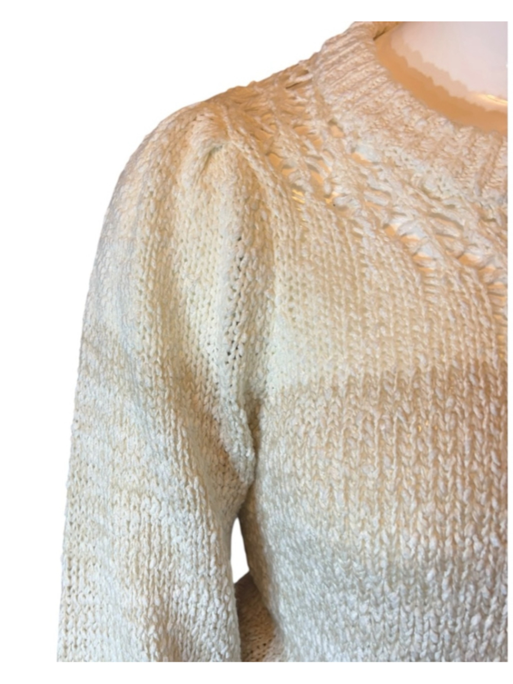 Heartloom Cream Textured Knit Sweater, L, Openwork Coastal Neutral - Picture 4 of 16